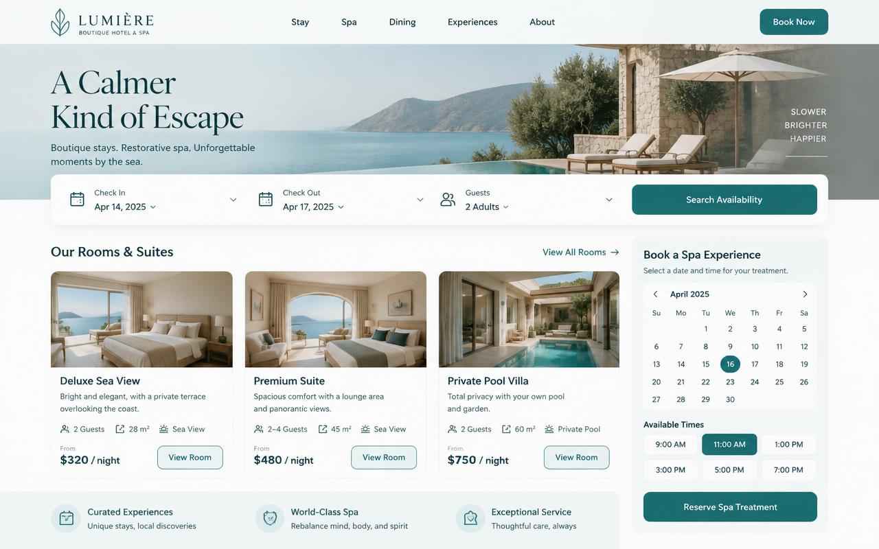 Booking Platform concept website design