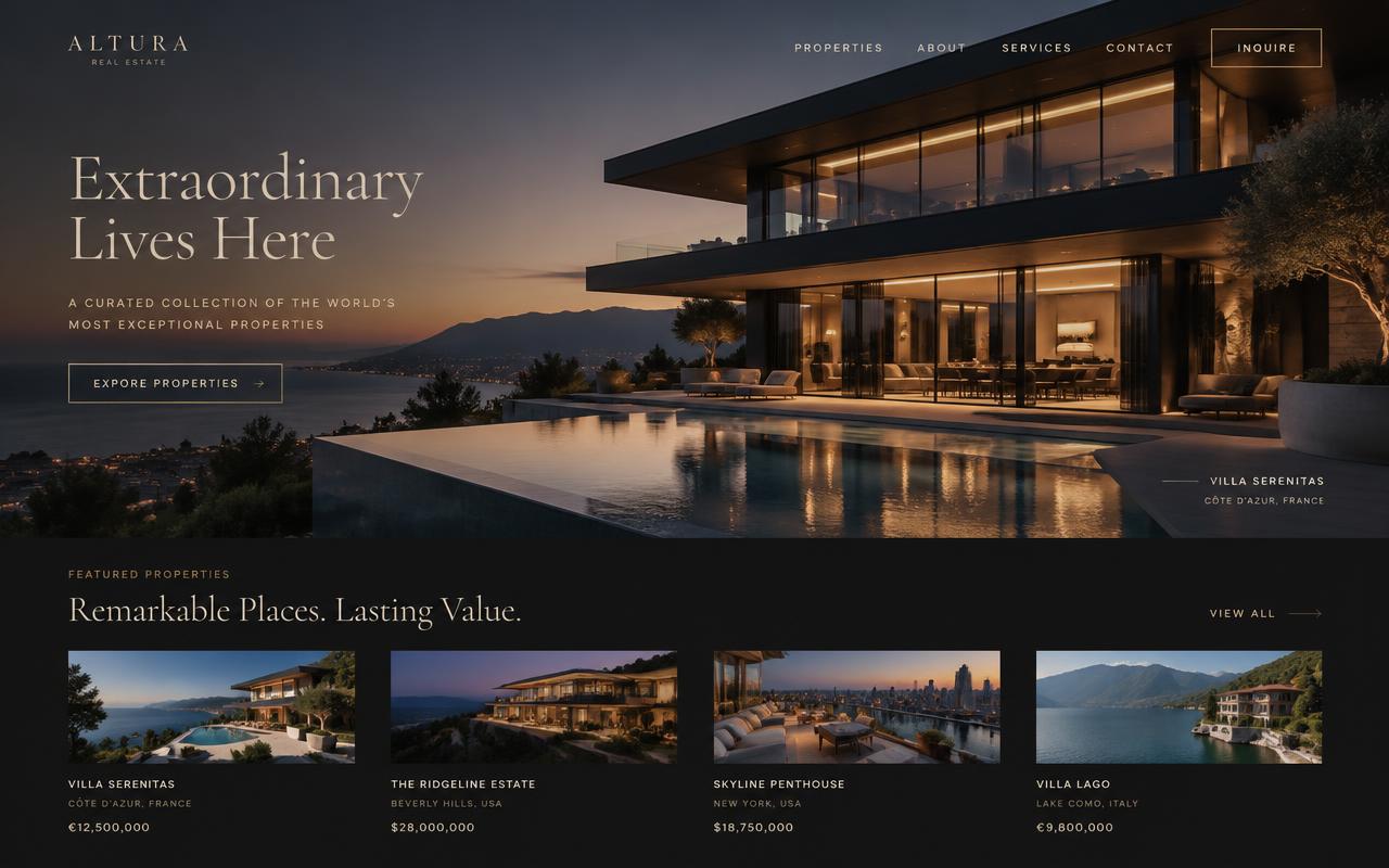 Luxury Real Estate concept website design