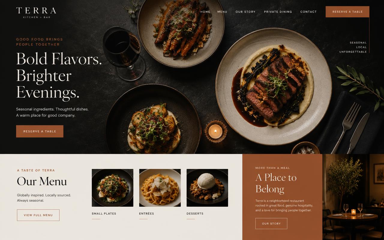 Modern Restaurant concept website design
