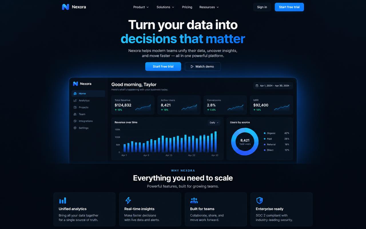 SaaS Startup Launch concept website design